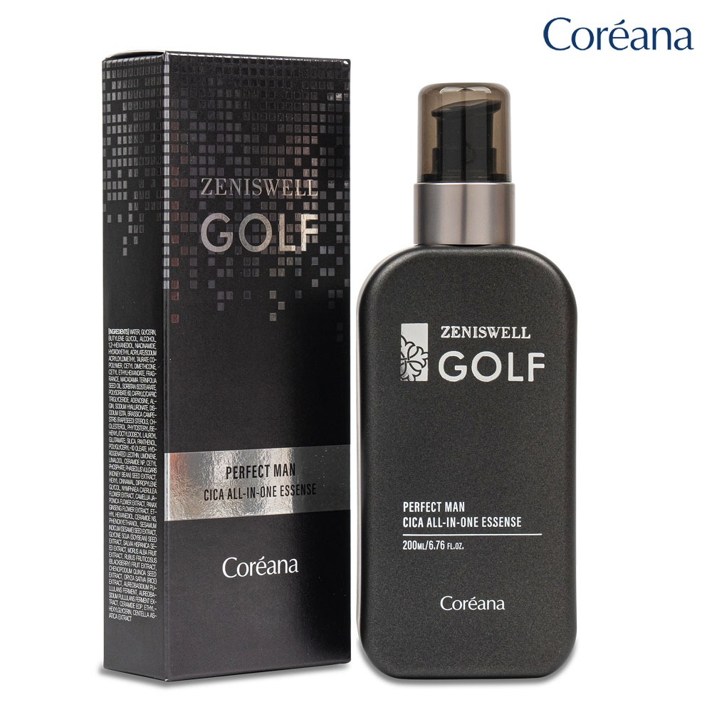 Coreana Zeniswell Golf Perfect Man Cica All In One Essence 200ml Men Skincare Loção Hidratante Calmante Coreia
