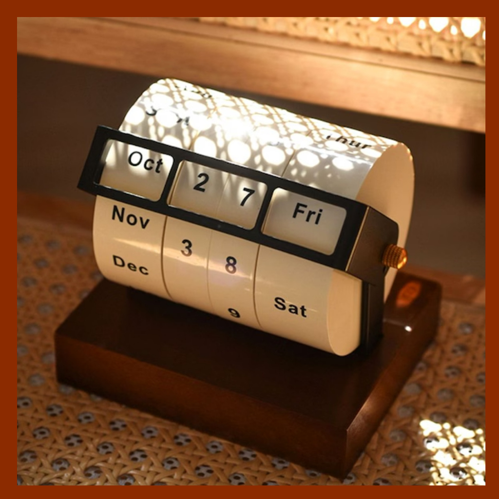 Cheongnyeon Calendário Perpétuo De Madeira Vivo , Decoração De Mesa Vintage , Data Manual , Base , Objeto Interior Mínim