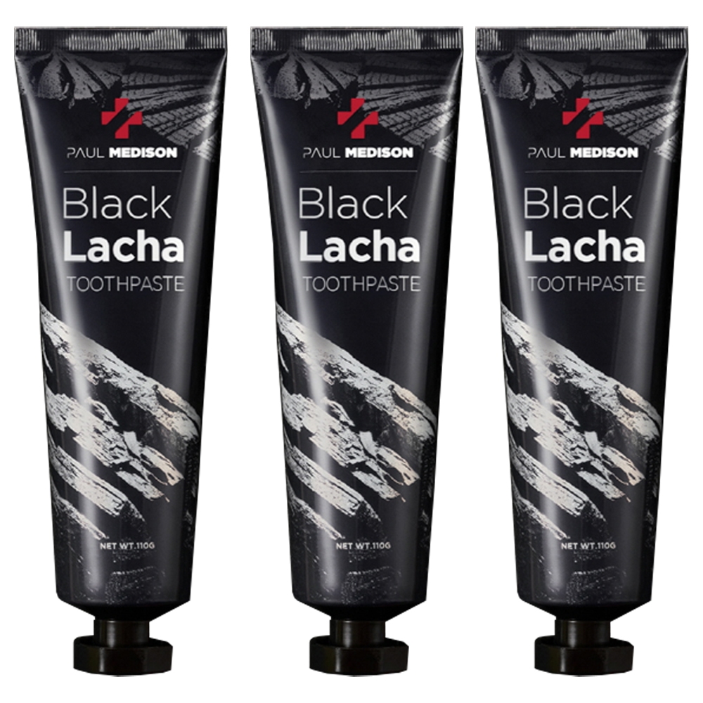 PAUL MEDISON Nova Pasta De Dentes Lacha Preta 110g x3 Carvão Menta Clareador Hálito Fresco Cuidados Bucais Coreana