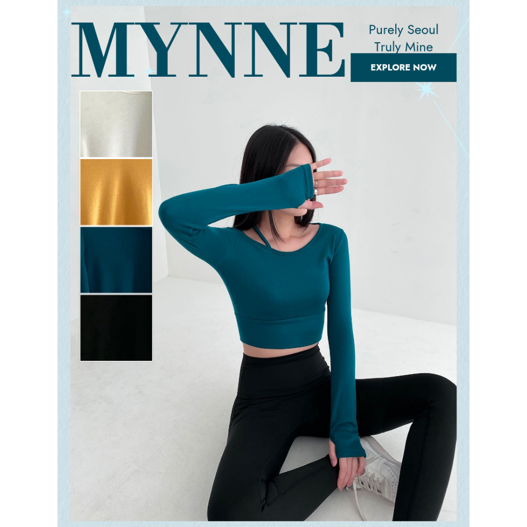 [MYNNE] Top Ativo De Manga Comprida Com Forro De Lã | Feito Na Coreia Pilates Yoga Warmer Justo