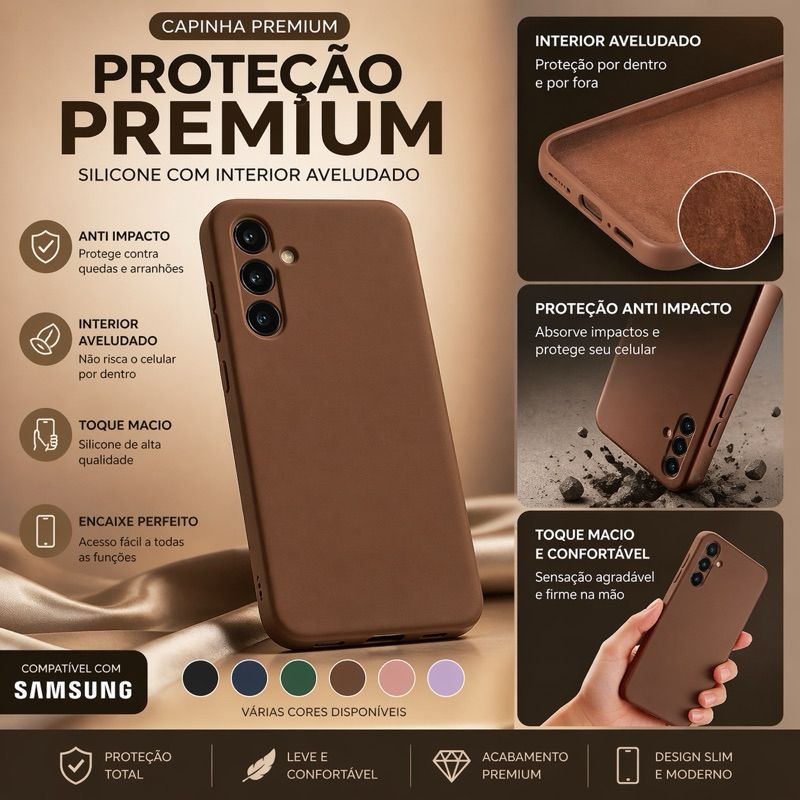 Capas De Silicone com Veludo Dentro Para Samsung