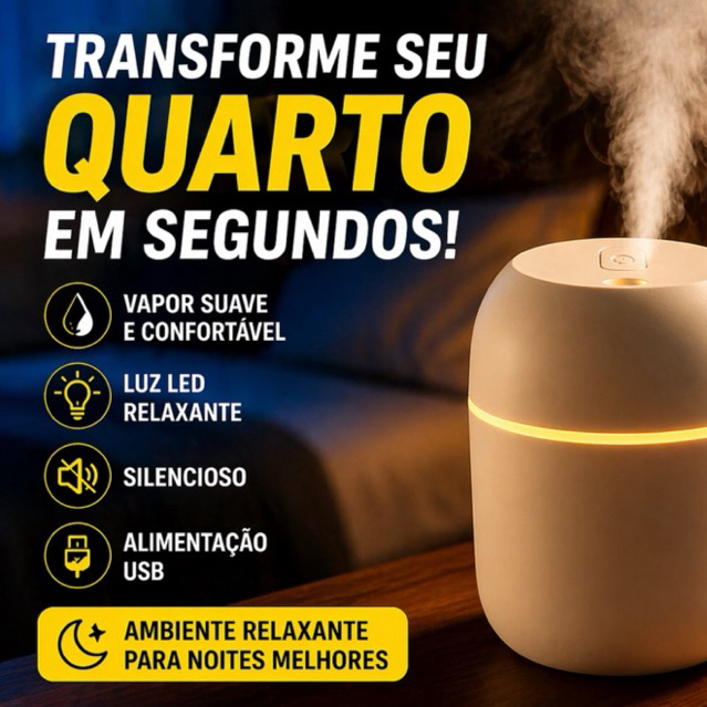 Imagem Umidificador LED USB 🌙 Difusor Aromático Relaxante Luz Noturna Quarto Casa Silencioso