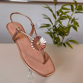 Sandália Rasteirinha de Dedo Básica Barato Promoção Chinelinho Feminino Dourada Elegante Dia das Mães S05