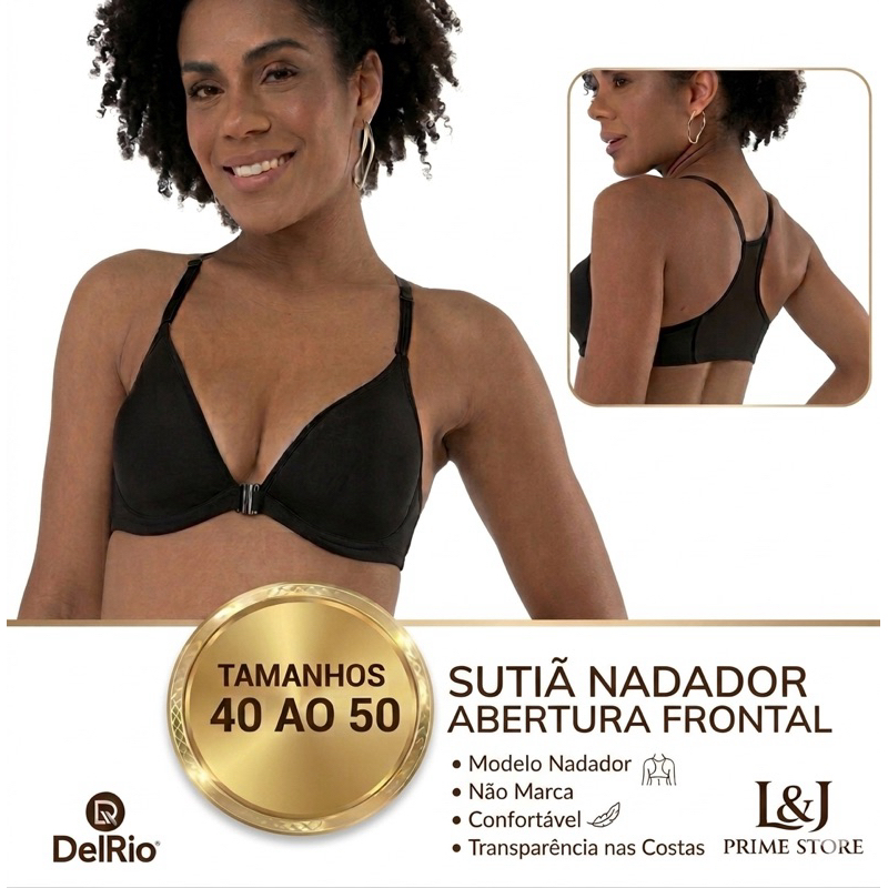 Sutiã Nadador DelRio em Microfibra Sensitive com Bojo e Aro DelRio