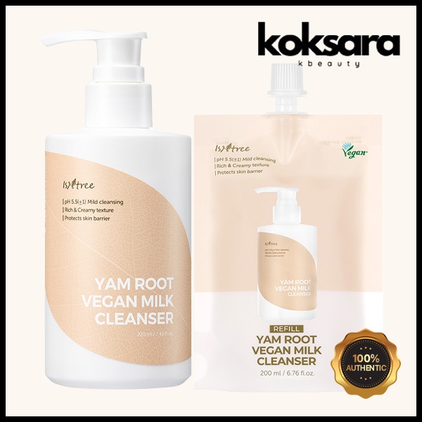 Isntree Yam Root Vegan Milk Cleanser 220ml, Refill 200ml