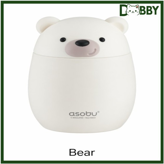 Asobu Pote De Comida Bestie De Aço Inoxidável 600ml (Urso) + Copo 460ml Conjunto Lancheira Isolada Personagem Bonito Gar