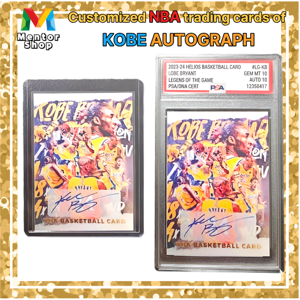 [Loja Mentor] ✨ Kobe Bryant Cartão De Autógrafo Facsimile Personalizado PSA Estilo Laje Gradeda NBA Lakers Colecionador Toploader Presente