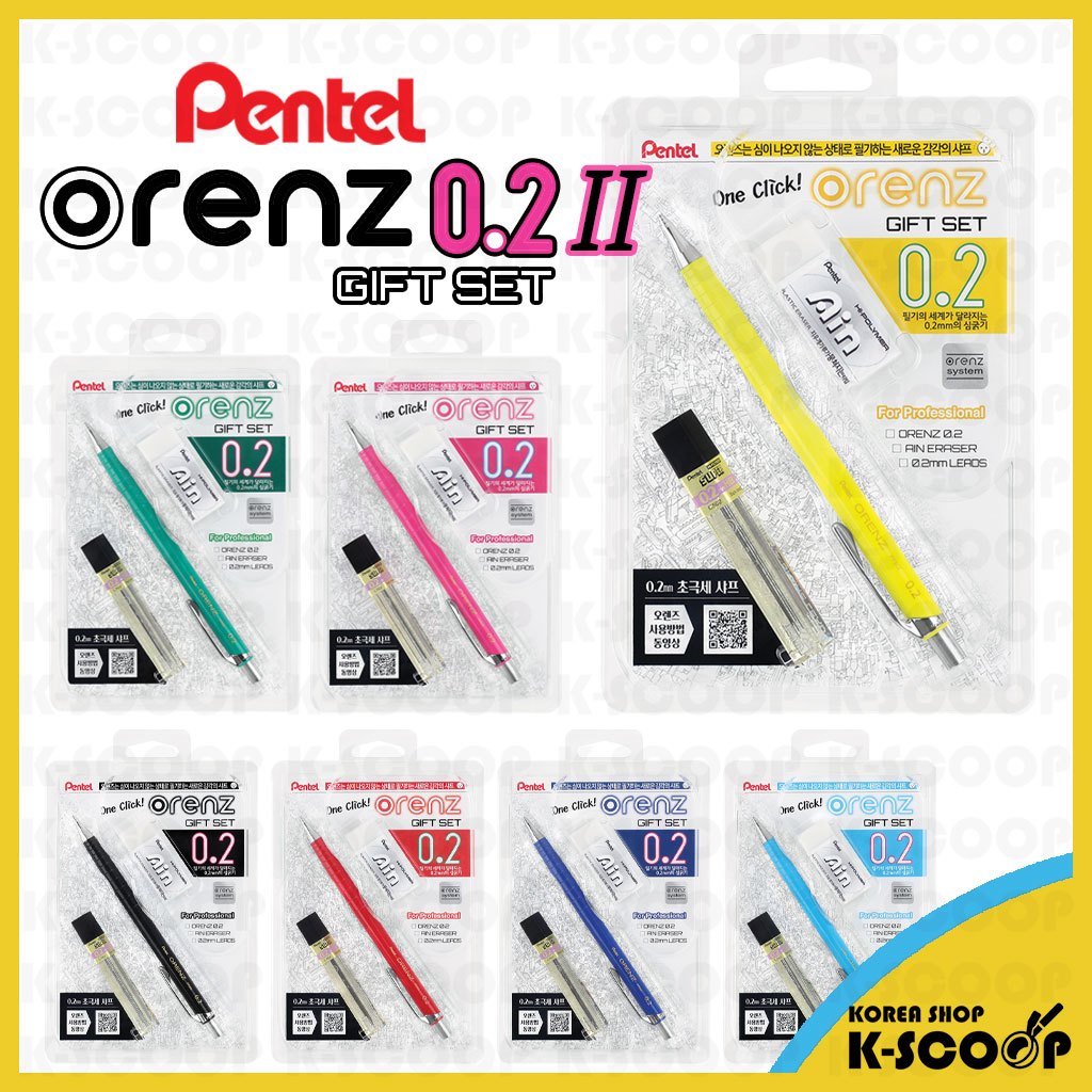 Pentel Orenz 0.2 Lápis Mecânico Presente 2 Conjunto Ultra Fino Sem Quebra Chumbo Auto Lead Advance Com Borracha Ain