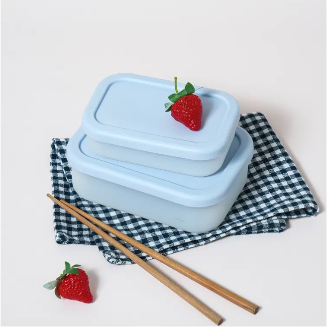 Recipiente Retangular De Silicone Para Armazenamento De Alimentos , 300ml , Sem BPA , Organizador De Geladeira Fino , Se
