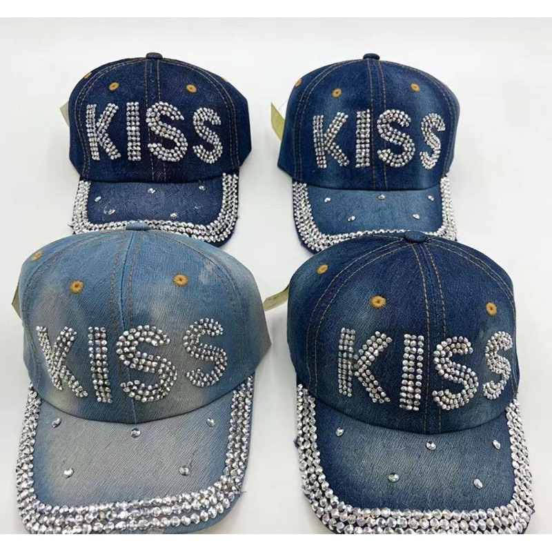 Kit 12Pcs Boné jeans feminino com detalhes em strass vários modelos estilo pop moda funk diva balada