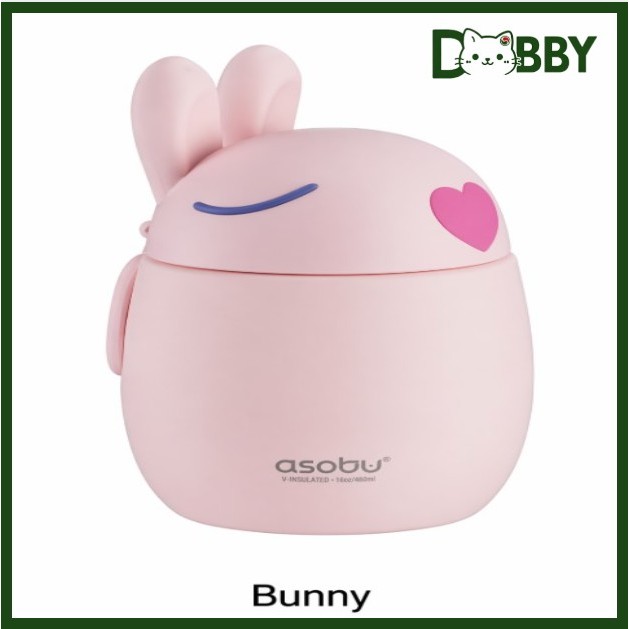 Asobu Pote De Comida Bestie De Aço Inoxidável 600ml (Coelho) + Copo 460ml Conjunto Lancheira Isolada Personagem Bonito G