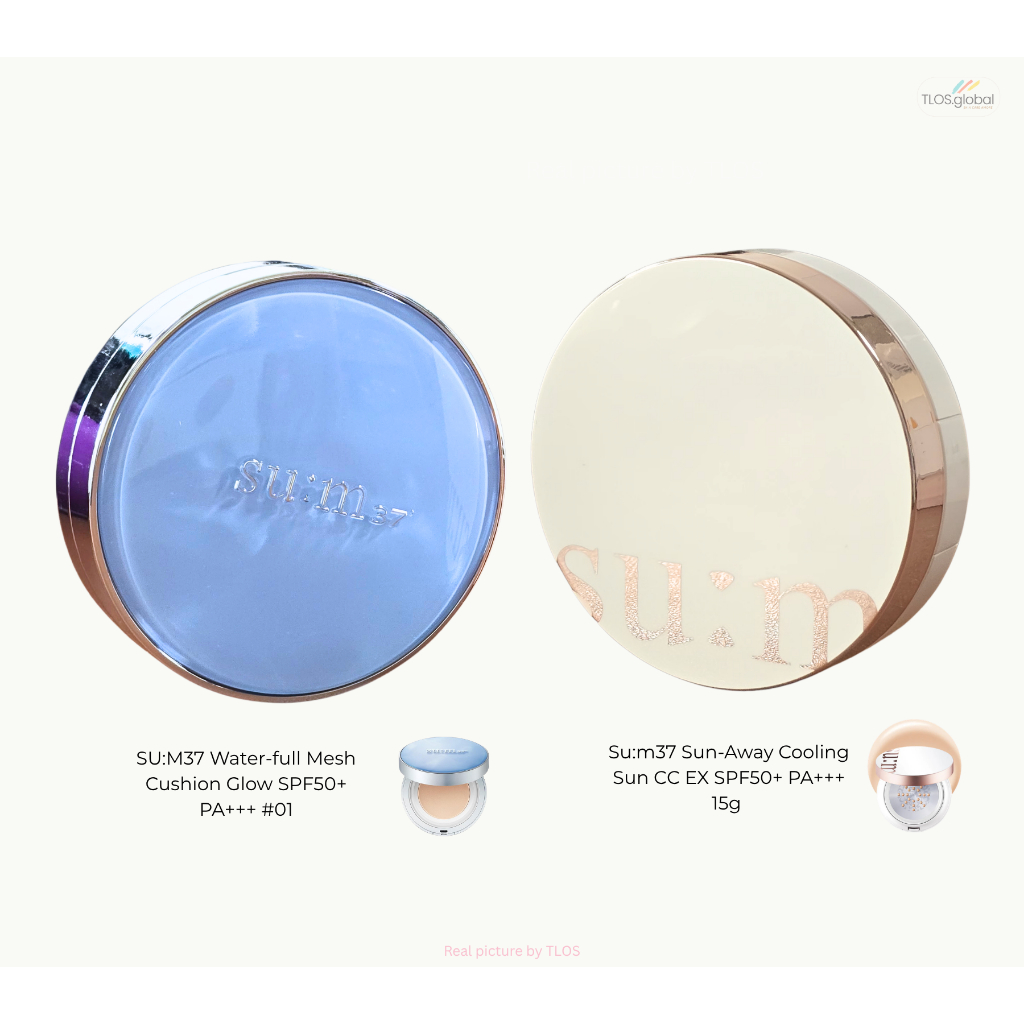 Su:m37 Water-full Mesh Cushion Glow 15g Ou Sun-Away Cooling CC EX 15g (Edição Especial Sem Caixa)