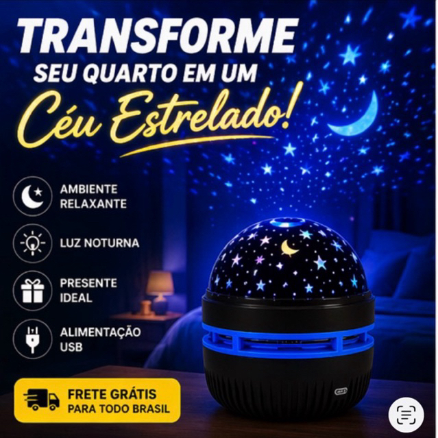 Imagem Projetor Céu Estrelado LED USB 🌙 Luz Noturna Relaxante Quarto Sala Decoração Presente Criativo
