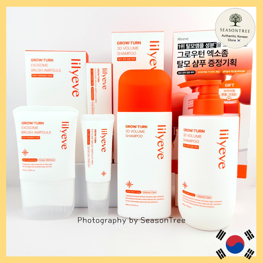 [Lilyeve] Ampola Growturn com Aplicador de Escova & Shampoo Volume 3D / Tratamento Intensivo para Couro Cabeludo e Fios