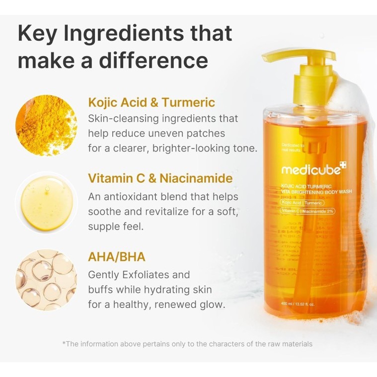 MEDICUBE Kojic Acid Turmeric Vita Brightening Body Wash, 400ml — imagem 2 de 2