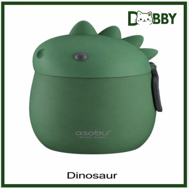 Pote De Comida Bestie De Aço Inoxidável Asobu 600ml (Dinossauro) + Copo 460ml Conjunto Lancheira Isolada Personagem Boni