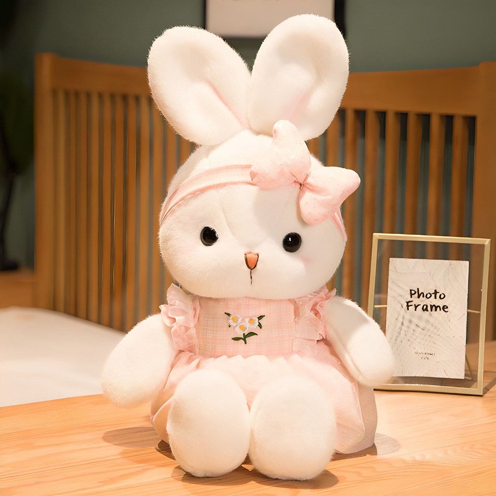 Code Cutie Bean Fita Macia Coelho Bicho De Pelúcia 40cm (3 Cores)-Boneca Coelhinho Para Presente Infantil E Decoração De
