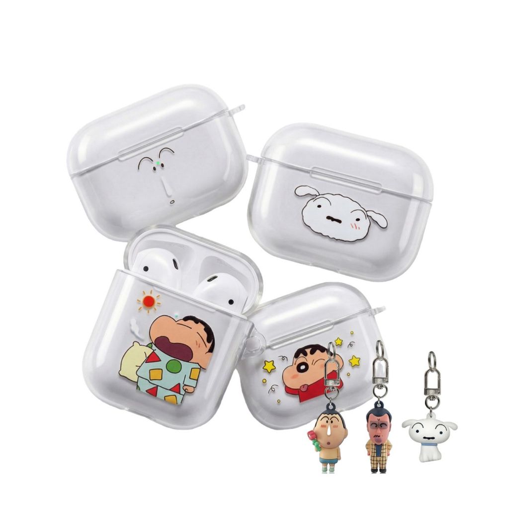 🇰🇷 8CLOTHE Crayon Shin-chan AirPods 4 Pro 2 3 Capa De Peça Única Com Chaveiro Al