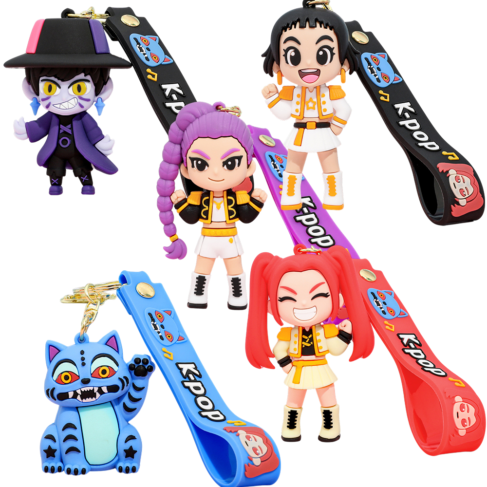 Chaveiro Oficial De Silicone Para Caçadores De Demônios K-POP (5 Designs)-Com Alça De Mochila Figura De Personagem