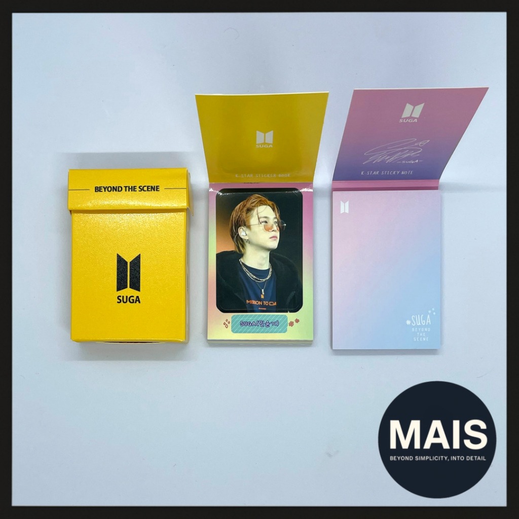[BTS SUGA] Livro De Adesivos K-POP + Conjunto De Notas Adesivas/25 Folhas + 50 Caixa Colecionável Star