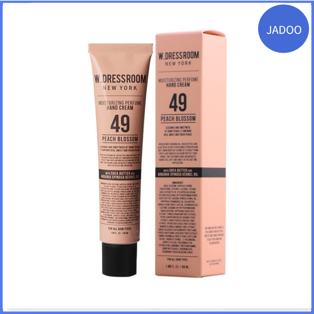 W.Dressroom Creme Hidratante Para Mãos Secas , Loção Coreana Não Oleosa E Absorção Rápida , Tamanho De Viagem 1.69 fl oz (50 ml) , No . 49 Aroma De Flor De Pêssego