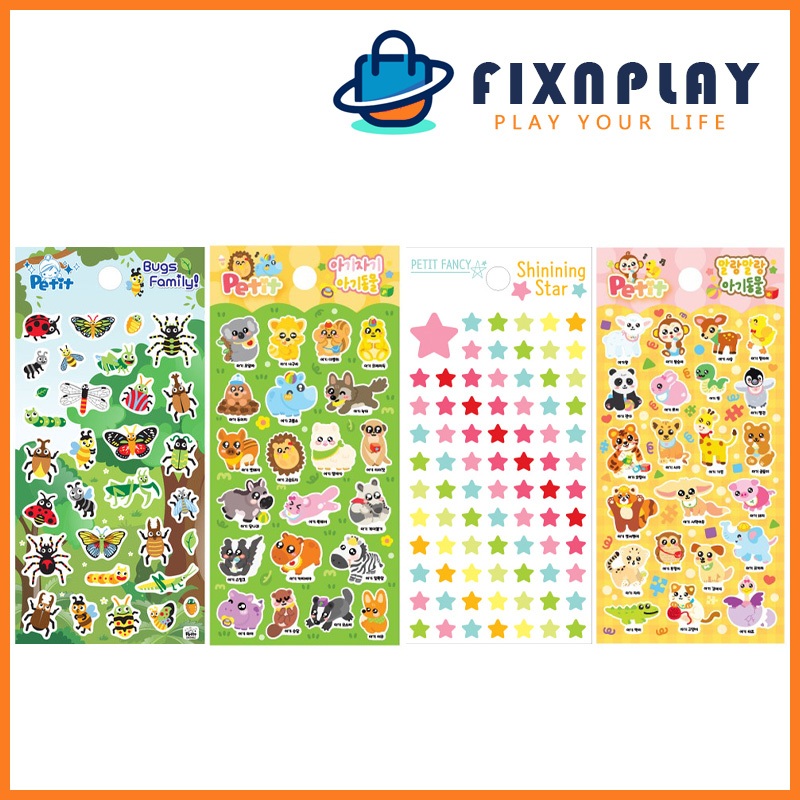[Presentes Coreanos] PETIT FANCY Feito Na Coreia Adesivo Ecológico De Alta Qualidade-Estrela Brilhante/Família Bugs/Anim