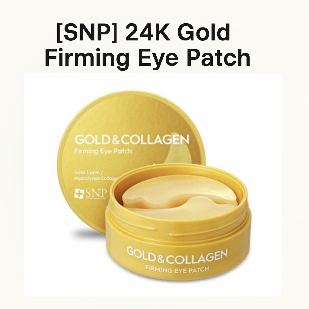 [SNP] Patches para Olhos 24K Gold Firming · 60 un (30 pares) · 11.900 mg Colágeno + Ouro 24K · Para olheiras · K-Beauty