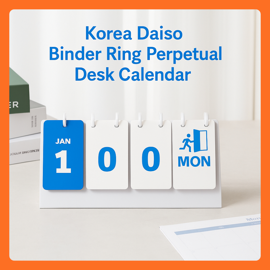 [Coréia Daiso] Calendário De Mesa Perpétuo Com Anel Fichário/Simples/Decoração De Interiores Mínima