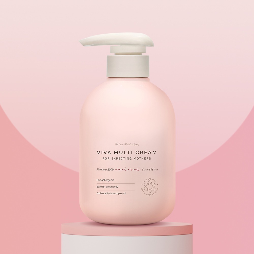 VIVA Multi Creme Para Mães Espera 400ml (Bomba) + Loção Corporal Diária Stretch-Mark Care | Umidade Suave , Microcolágen