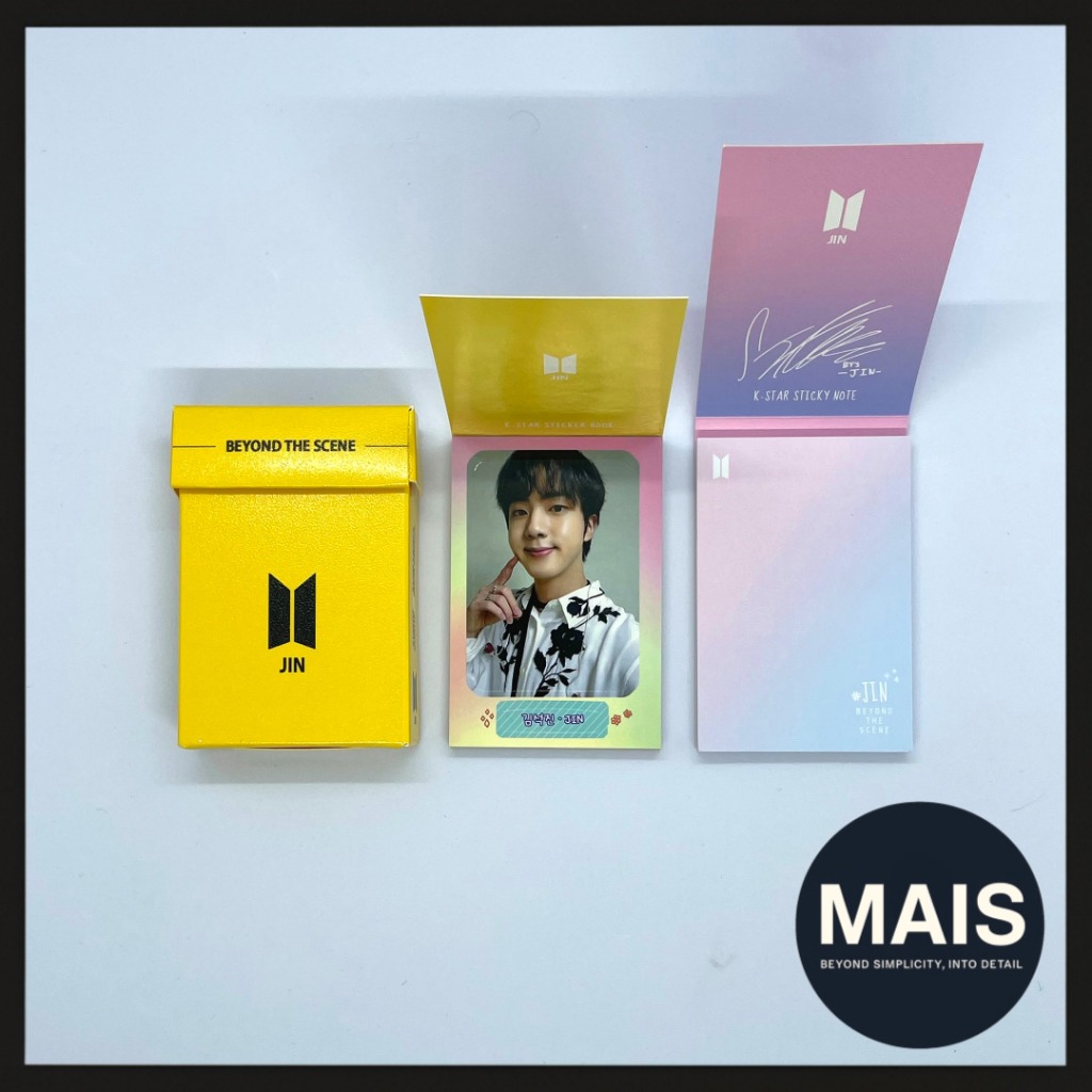 [BTS Jin] Livro De Adesivos K-POP + Conjunto De Notas Adesivas/25 Folhas + 50 Caixa Colecionável Star