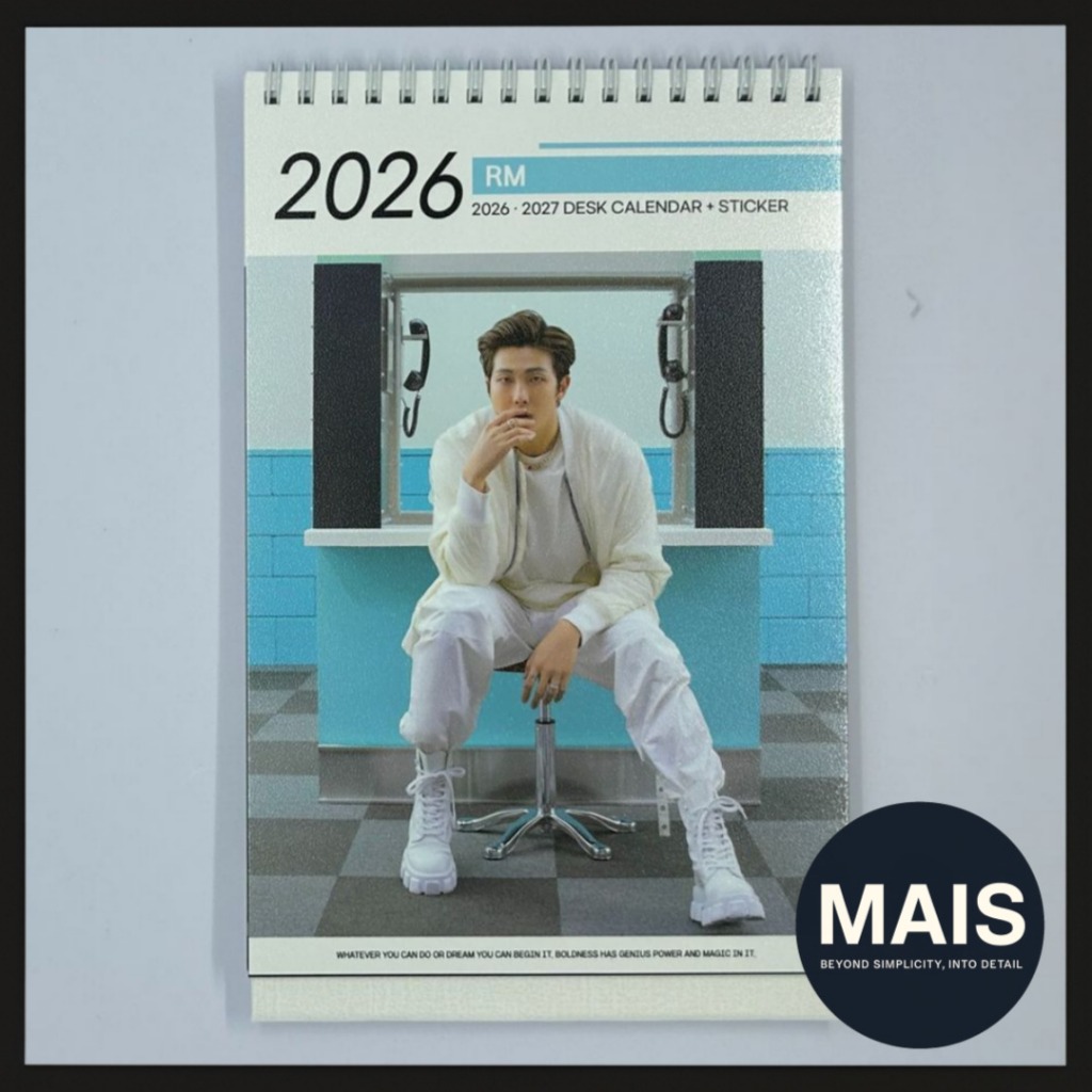 [RM – BTS] 2026 2027 Calendário De Mesa K-POP + Adesivos/Fotográfico Frente E Verso