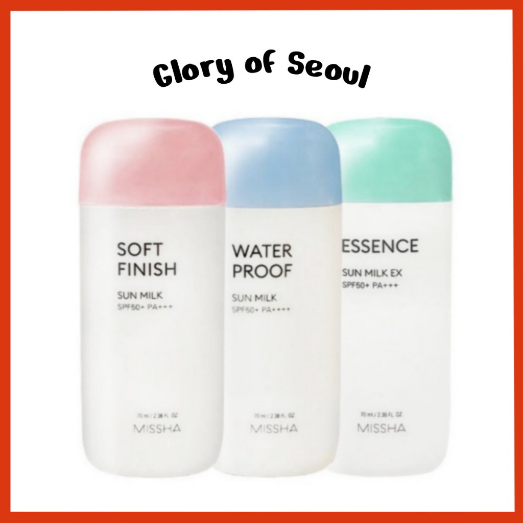 MISSHA Protetor Solar All Around Safe Block Essence Sun Milk / Finish Sun Milk / Waterproof Sun Milk, 70ml em Oferta na Shopee
