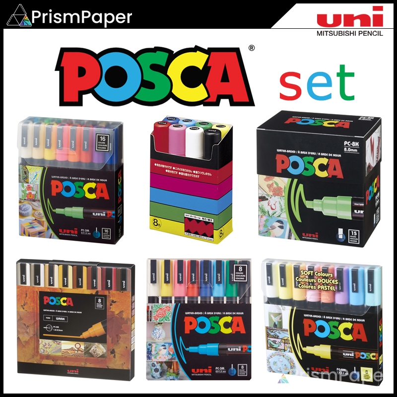 Conjunto uni Mitsubishi Pencil Posca Marcadores De Tinta À Base De Água Para Todas As Superfícies , PC-1M 1MR 3M 5M 8K 17K Set
