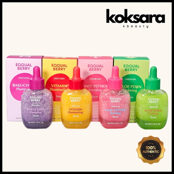 EQQUALBERRY Bakuchiol Plumping / Vitamin Illuminating / Aloe PDRN  / NAD+ Peptide Serum 30ml