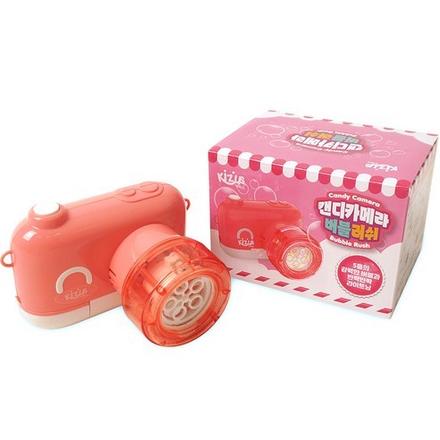 🇰🇷 [Produto Coreano] KIZUS Candy Camera Bubble Rush Gun-Rosa , 1 Unidade , Fabricante De Bolhas Alimentado Por Bateria A