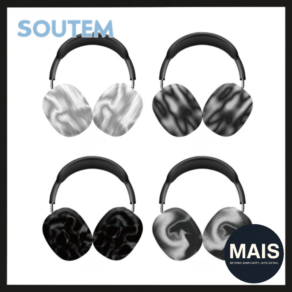 [SOUTEM] Capa Dura Para AirPods Max – Protetora Preta Mood Wave Fosca (4 Padrões