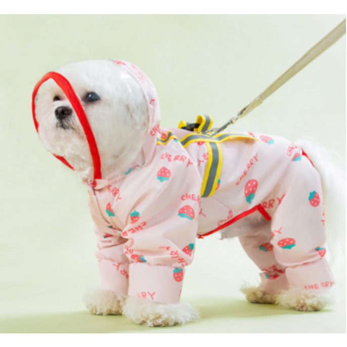 Capa De Chuva Para Cães FocusPet 2 Designs Abacaxi Amarelo/Rosa Morango · XS – 2XL De Corpo Inteiro Roupas Impermeáveis 