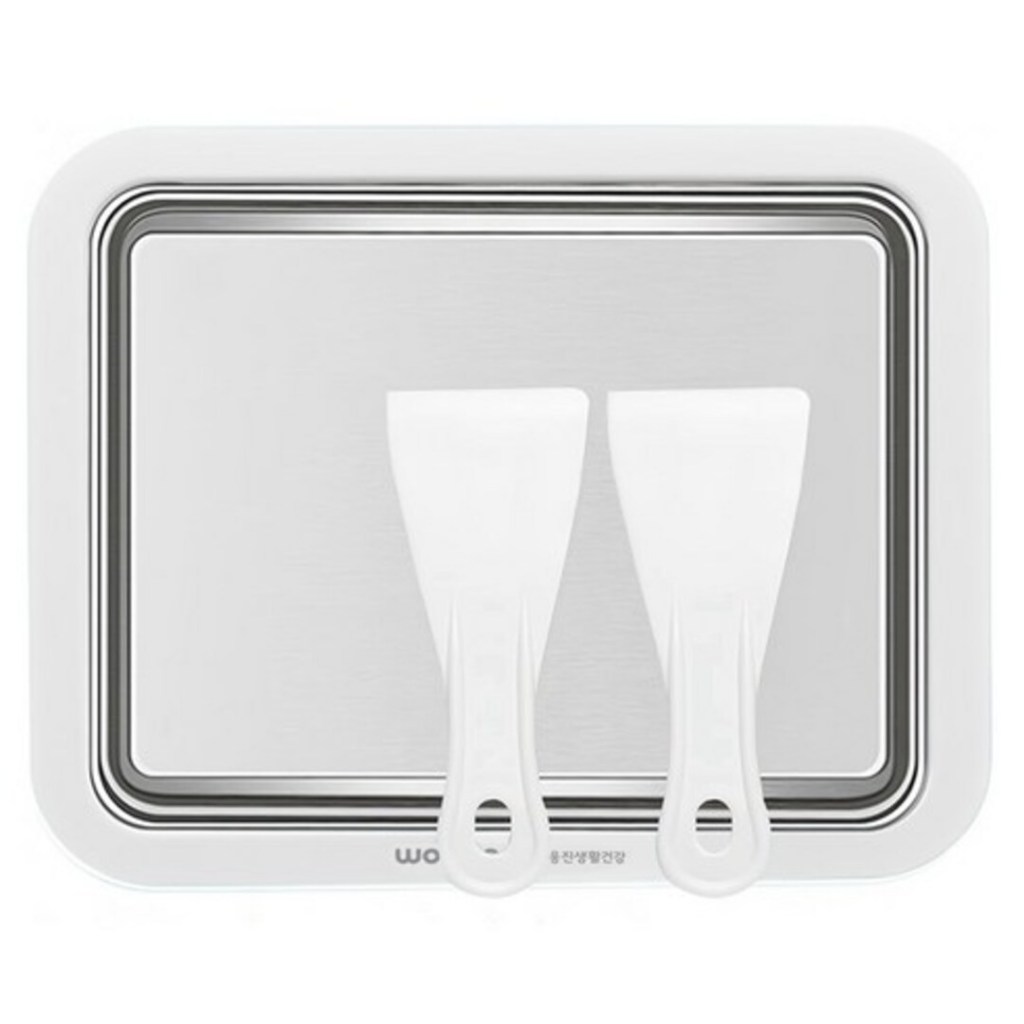 Sorveteira Woongjin 1ea (Branca) | Sorvete Caseiro Fácil De 5 Minutos Placa De Congelamento De Aço Inoxidável Nenhum Con