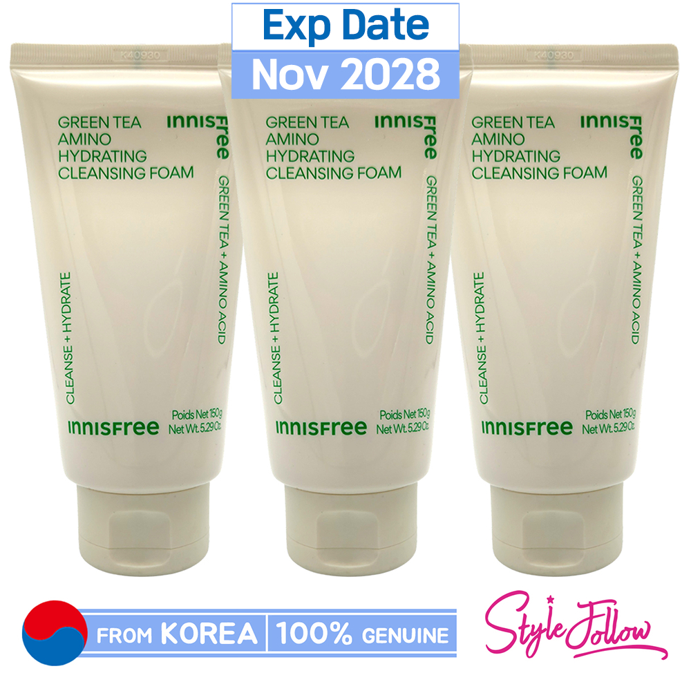 3 Unidades ❤️ [INNISFREE] Espuma De Limpeza Hidratante Amino Chá Verde 150g