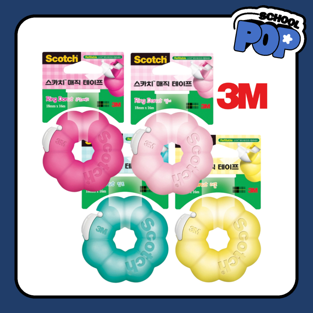 Dispensador E Recarga De Anel De Fita Mágica Scotch 3M (12 Mm x 18 M)