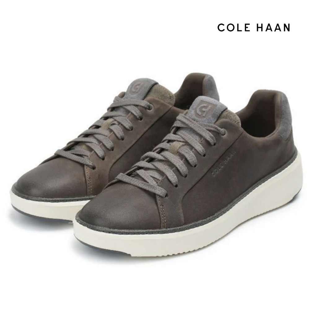 [Cole Haan] Tênis Masculino GRANDPRO Topspin Morel Couro Cinza Sapatos Casuais