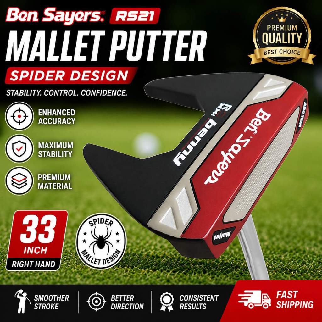 Ben Sayers RS21 Mallet Spider Putter SP9203 33 Polegada Mão Direita Golf Club Precisão Estabilidade Para Iniciantes Pro 