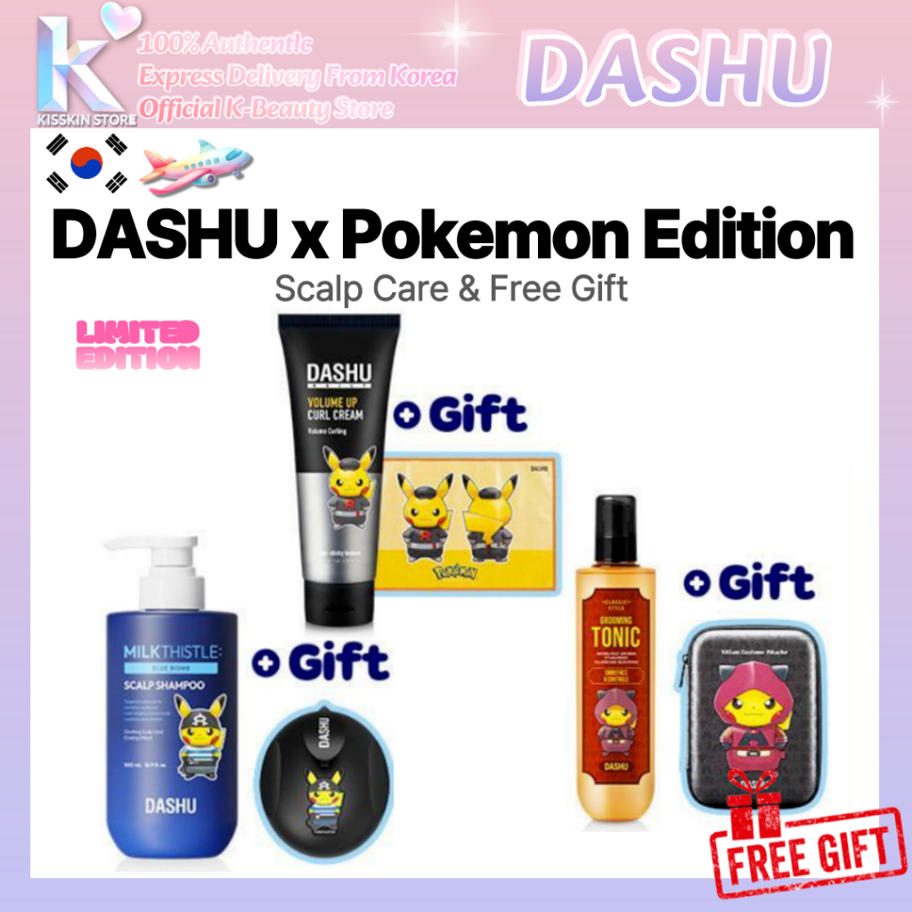 [DASHU x Pokémon] Novo Shampoo Collabo Edition Milk Thistle Para Couro Cabeludo 500ml + Pincel Pikachu | Enviado Da Core
