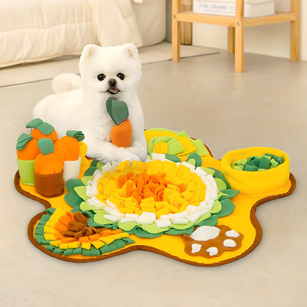 LETO Dog Flower Cenoura Garden Snuffle Mat Nosework Toy Cobertor De Alimentação Interativo Para Cães Pequenos E Médios