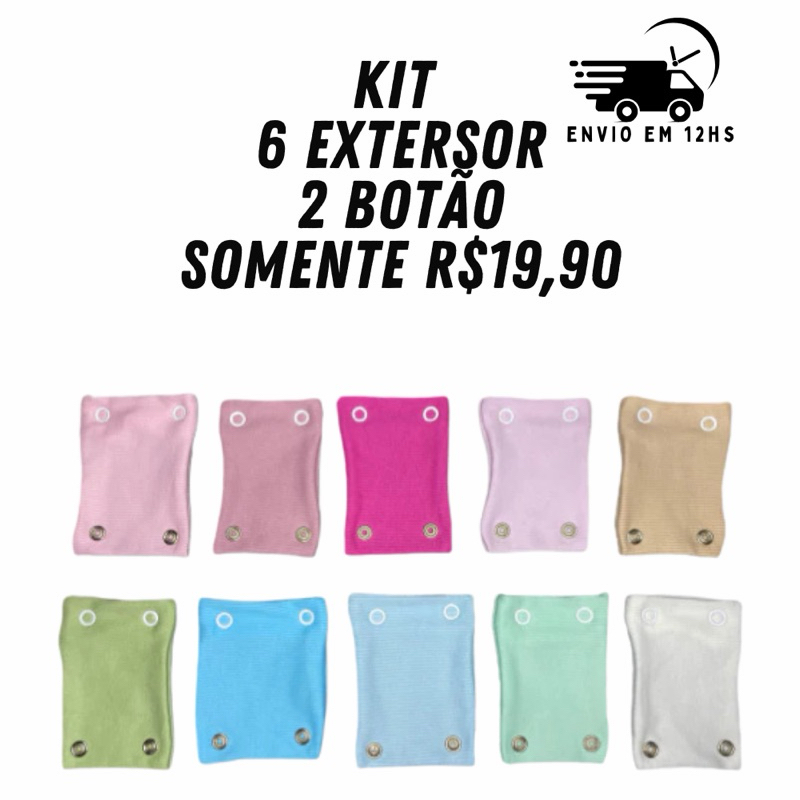 Kit 4 Extensor Alongador Prolongador De Body Bebê Menina Menino 2 Botões