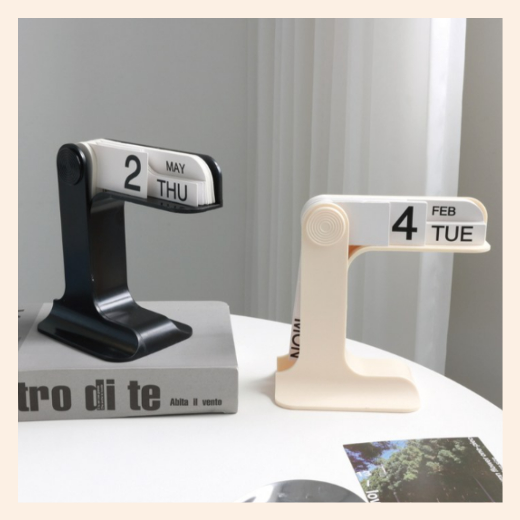 KATE Jardim Retro Flip Calendário Perpétuo Decoração De Mesa Mínima Estética Vintage Marfim Preto