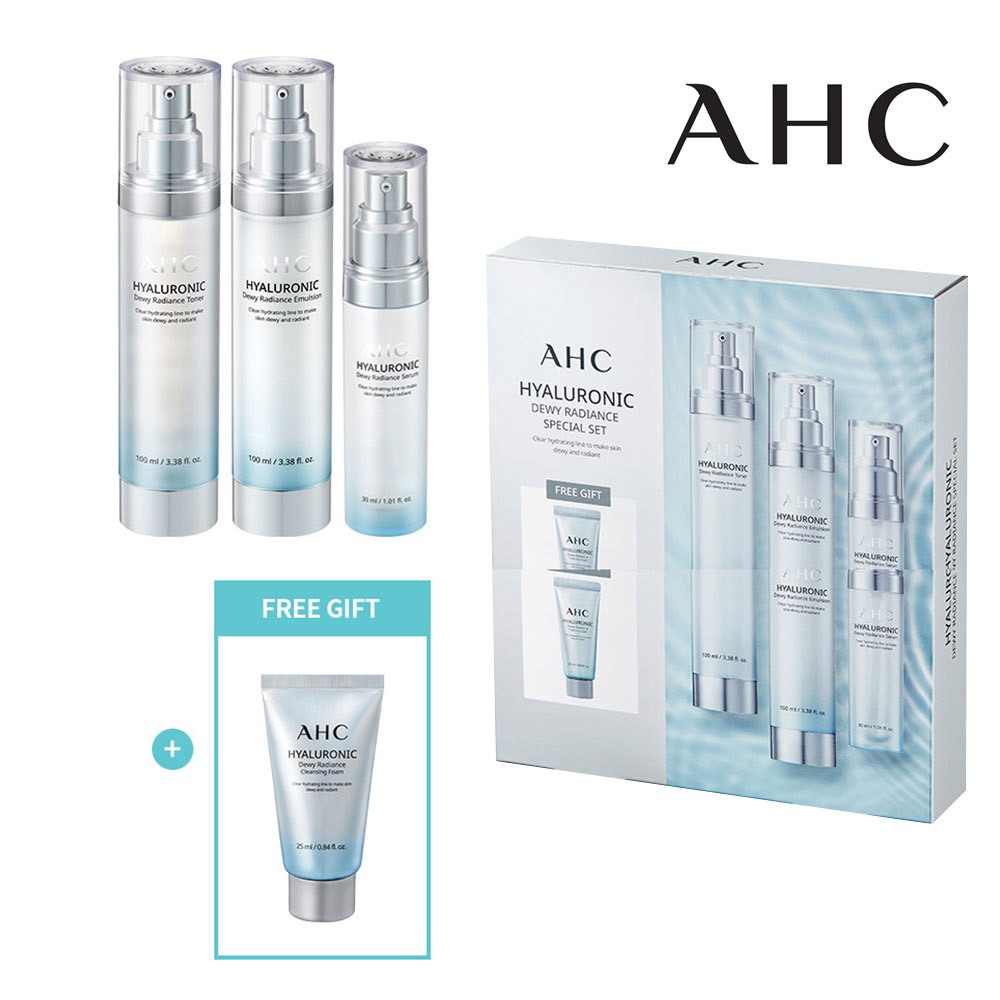 Conjunto Especial De Cuidados Com A Pele AHC Hyaluronic Dewy Radiance Kit De Soro De Emulsão De Toner Hidratante