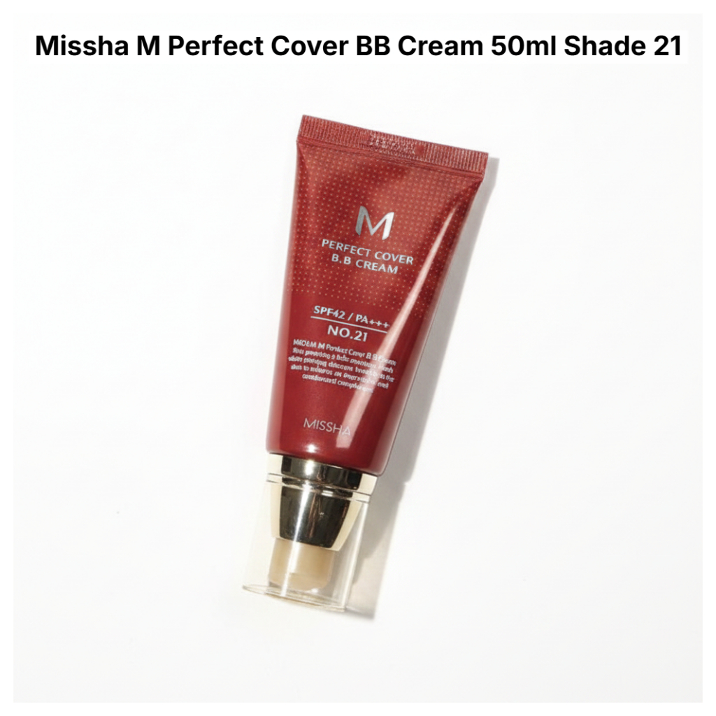MISSHA M Perfect Cover BB Cream No . 21 Bege Claro 50ml , Cobertura Natural E Proteção UV