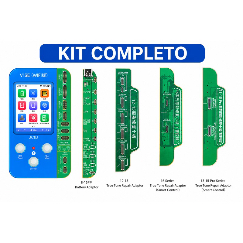 Kit Completo JCID V1SE WiFi Programadora True Tone + Bateria iPhone 8-16 Pro Max