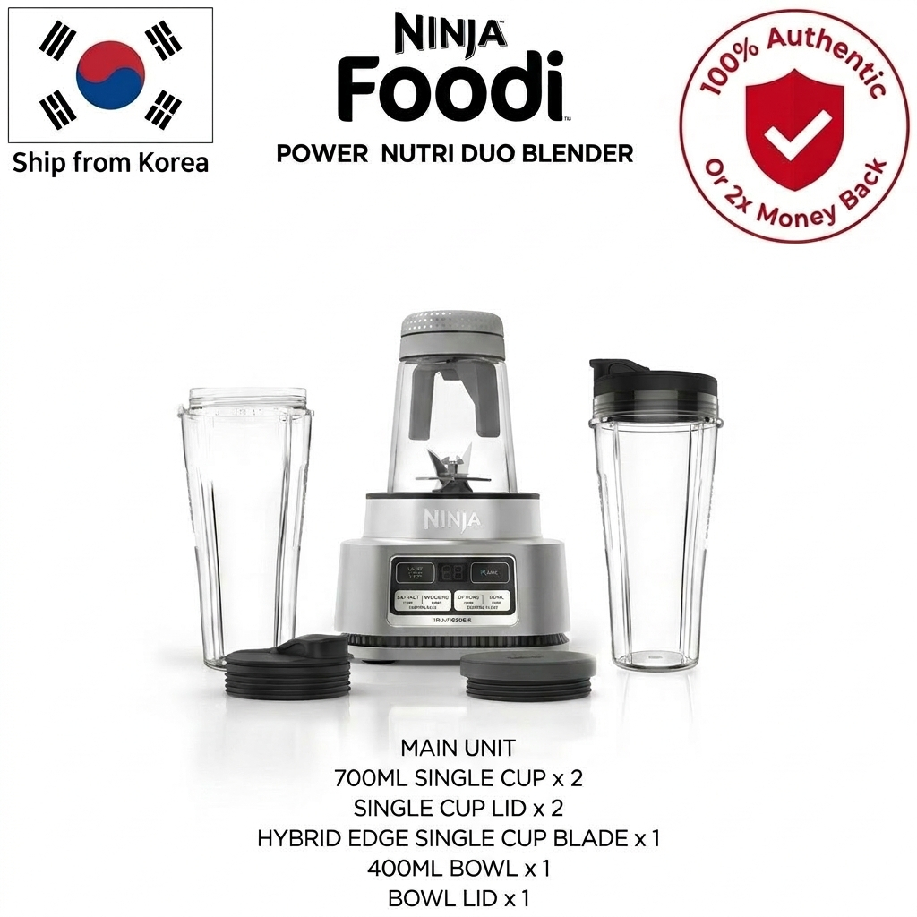 Ninja Foodi Power Nutri DUO CB100 1100W 2 Em 1 Liquidificador Smoothie Bowl Nut Butter Maker 700ml Copo 400ml Tigela